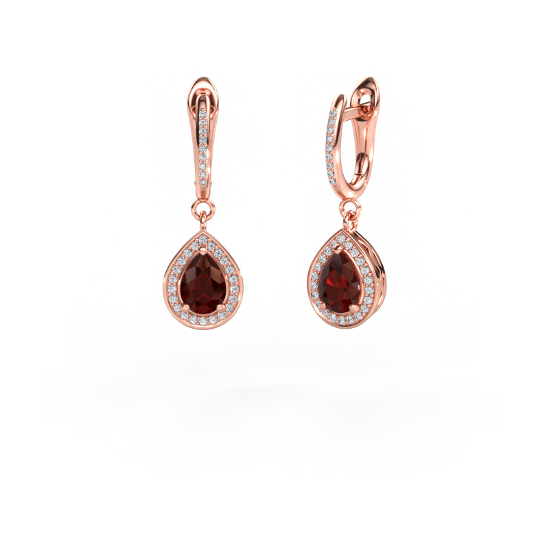 Image de Pendants d'oreilles Ginger 2 585 or rose Grenat 7x5 mm