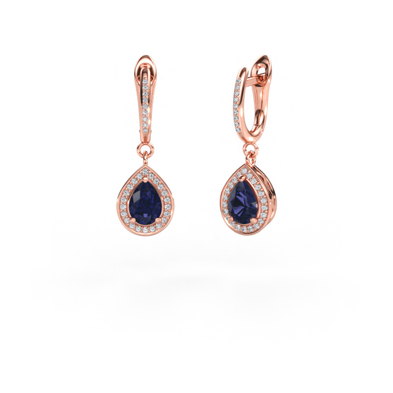 Image of Drop earrings Ginger 2 585 rose gold Sapphire 7x5 mm