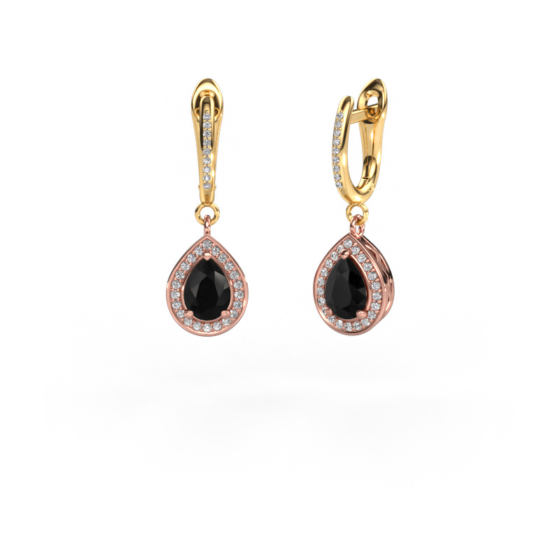 Image of Drop earrings Ginger 2 585 rose gold Black diamond 2.265 crt