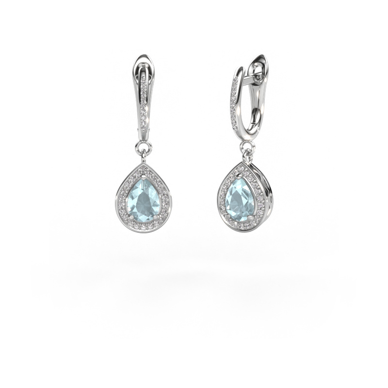 Image de Pendants d'oreilles Ginger 2 950 platine Aigue-marine 7x5 mm