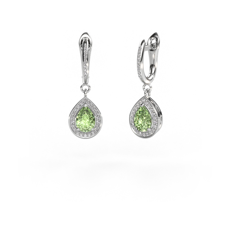 Image of Drop earrings Ginger 2 950 platinum Green lab grown diamond 7x5 mm
