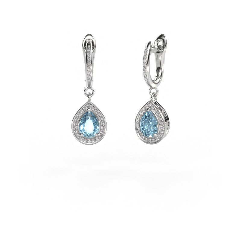 Image de Pendants d'oreilles Ginger 2 950 platine Diamant synthétique bleu 7x5 mm
