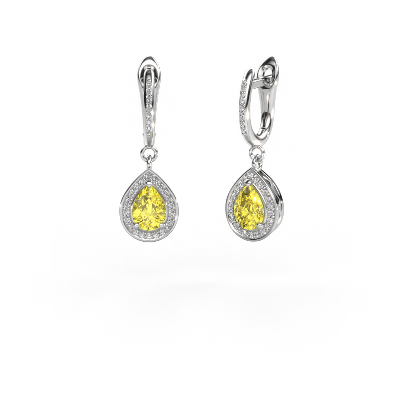 Image of Drop earrings Ginger 2 950 platinum Yellow lab grown diamond 7x5 mm