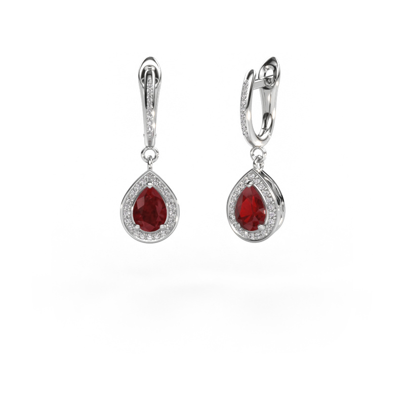 Image of Drop earrings Ginger 2 950 platinum Ruby 7x5 mm