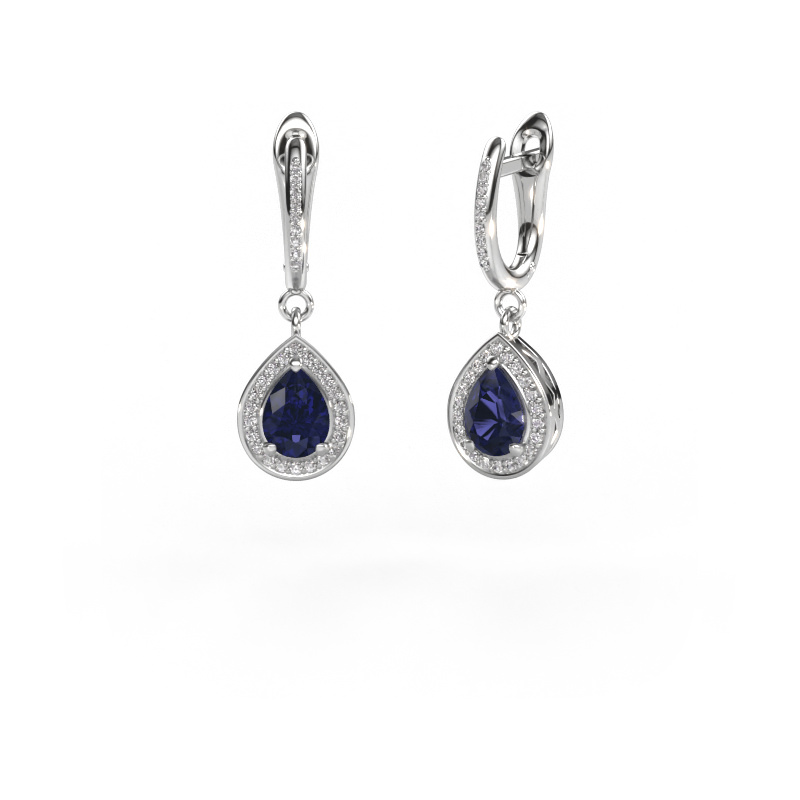 Image of Drop earrings Ginger 2 950 platinum Sapphire 7x5 mm