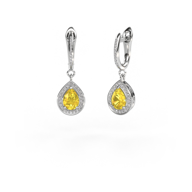 Image of Drop earrings Ginger 2 950 platinum Yellow sapphire 7x5 mm