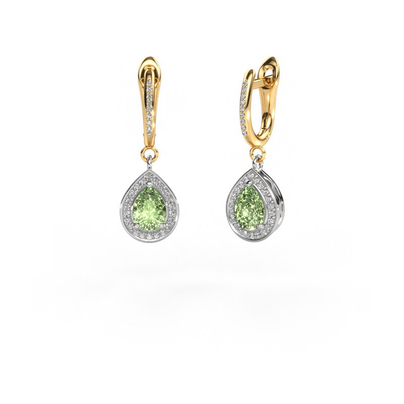 Image of Drop earrings Ginger 2 585 white gold Green lab grown diamond 7x5 mm