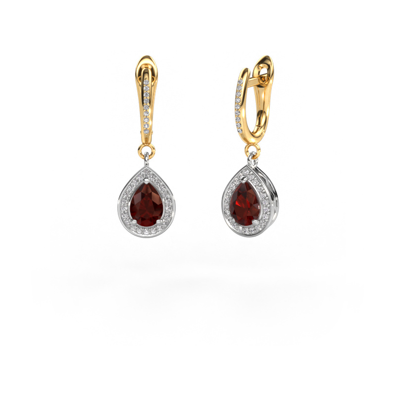 Image of Drop earrings Ginger 2 585 white gold Garnet 7x5 mm