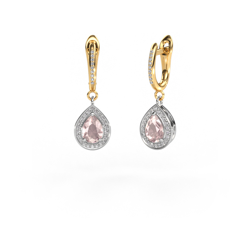 Image of Drop earrings Ginger 2 585 white gold Morganite champagne 7x5 mm