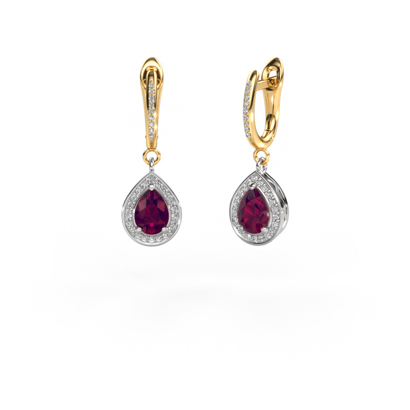 Image de Pendants d'oreilles Ginger 2 585 or blanc Rhodolite 7x5 mm