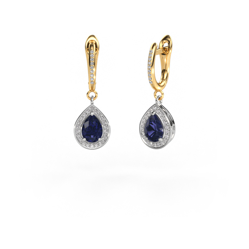 Image of Drop earrings Ginger 2 585 white gold Sapphire 7x5 mm