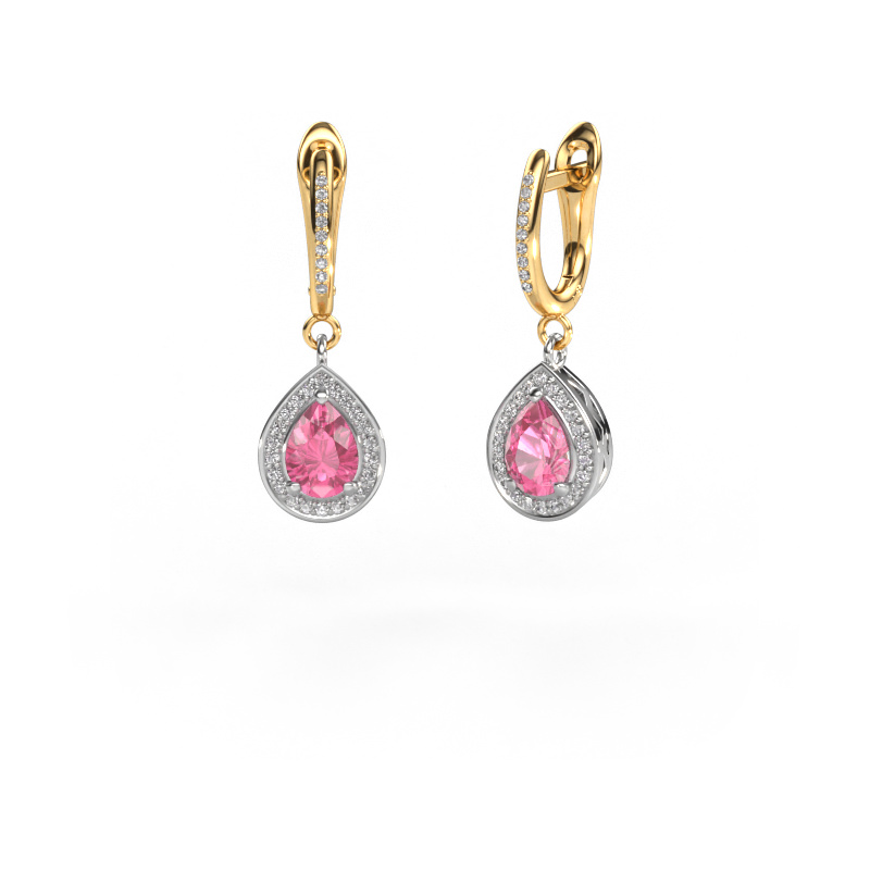 Image of Drop earrings Ginger 2 585 white gold Pink sapphire 7x5 mm