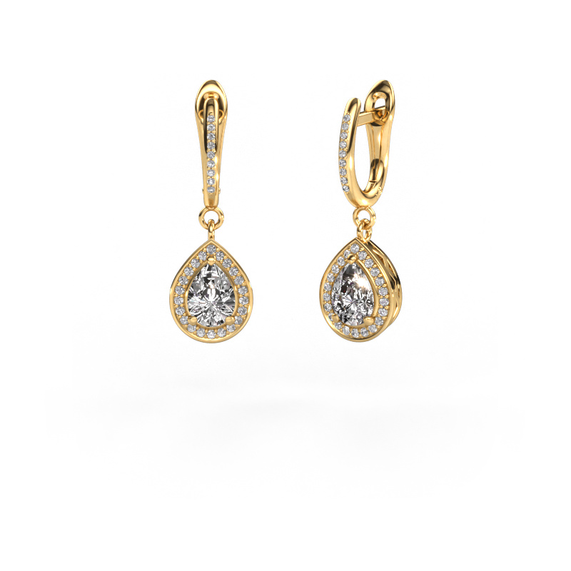 Image of Drop earrings Ginger 2 585 gold Custom diamond 7x5 mm