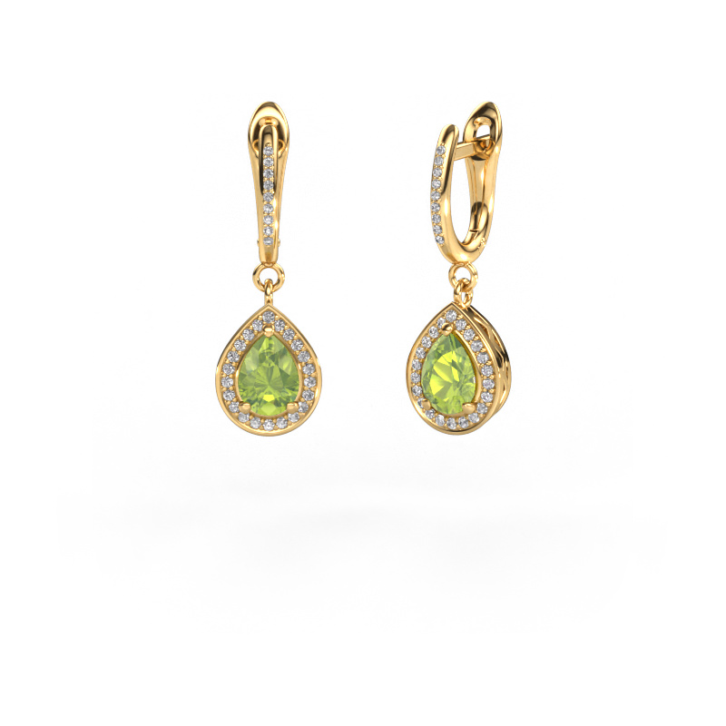 Image of Drop earrings Ginger 2 585 gold Peridot 7x5 mm