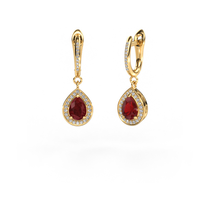Image of Drop earrings Ginger 2 585 gold Ruby 7x5 mm