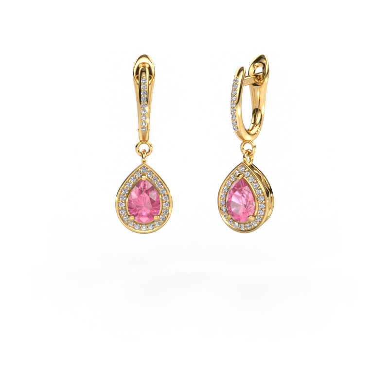 Image of Drop earrings Ginger 2 585 gold Pink sapphire 7x5 mm