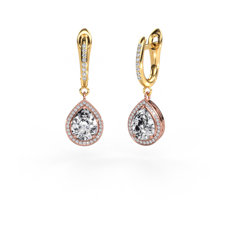 Image of Drop earrings Ginger 2 585 rose gold Diamond 3.347 crt