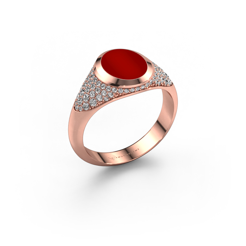 Image de Bague pinky Giovani 585 or rose Cornaline 10x8 mm