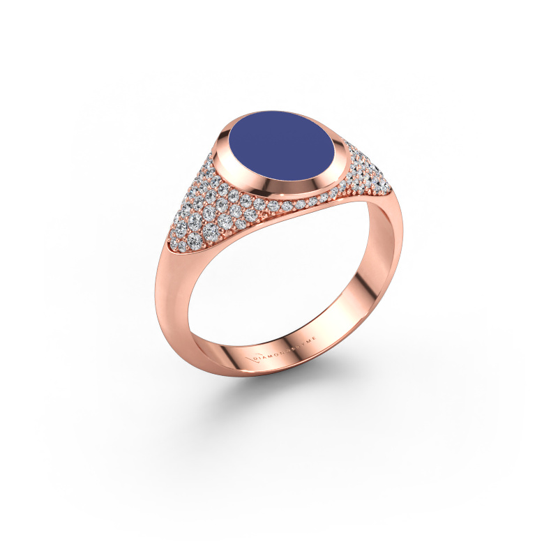 Bild av Lillfingerring Giovani 585 roséguld Blå emalj 10x8 mm