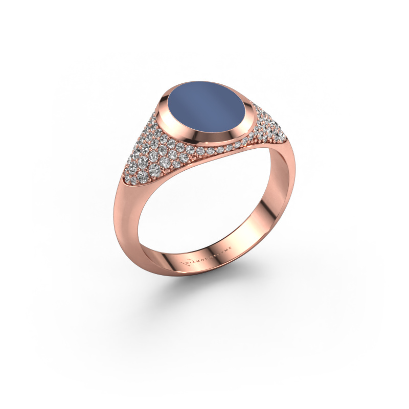 Afbeelding van Pinkring Giovani 585 rosé goud Blauw lagensteen 10x8 mm