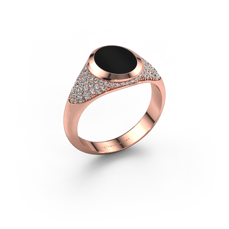 Image of Pinky ring Giovani 585 rose gold Onyx 10x8 mm