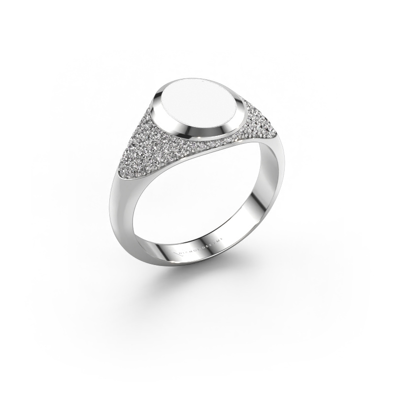 Bild von Pinky Ring Giovani 950 Platin Weiße Emaille 10x8 mm