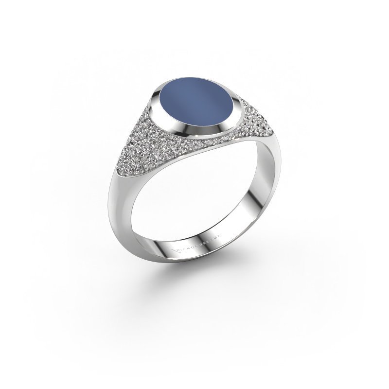 Bild von Pinky Ring Giovani 585 Weißgold Blau Lagenstein 10x8 mm