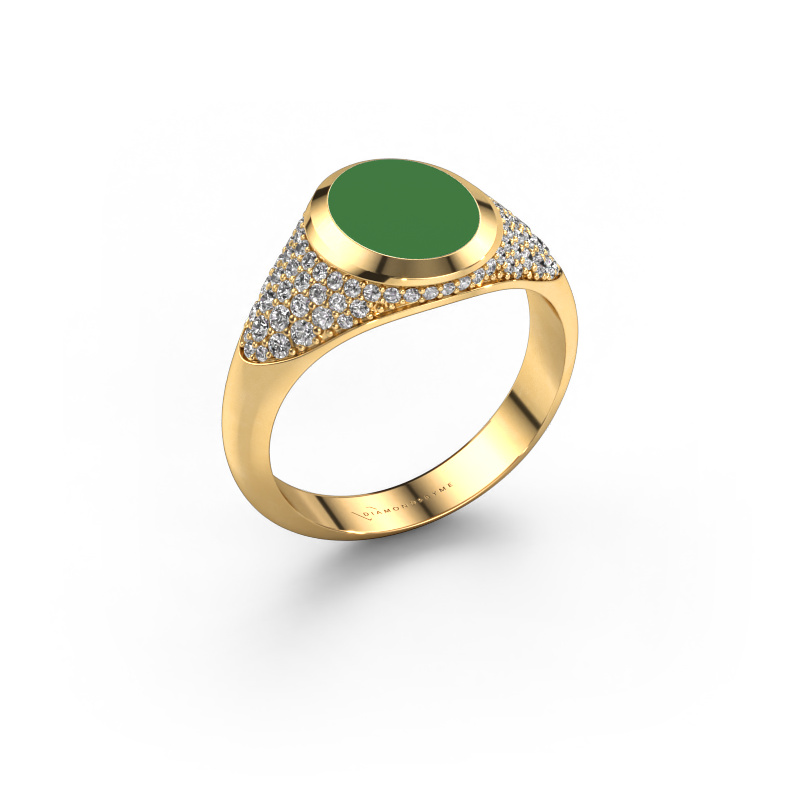 Image of Pinky ring Giovani 585 gold Green enamel 10x8 mm