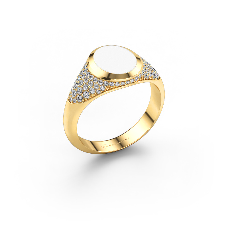 Bild av Lillfingerring Giovani 585 gult guld Vit emalj 10x8 mm