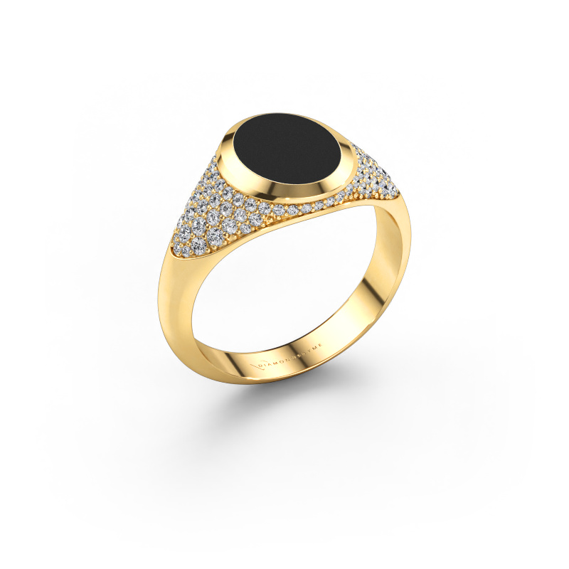 Immagine di Anello da mignolo Giovani 585 oro Smalto nero 10x8 mm