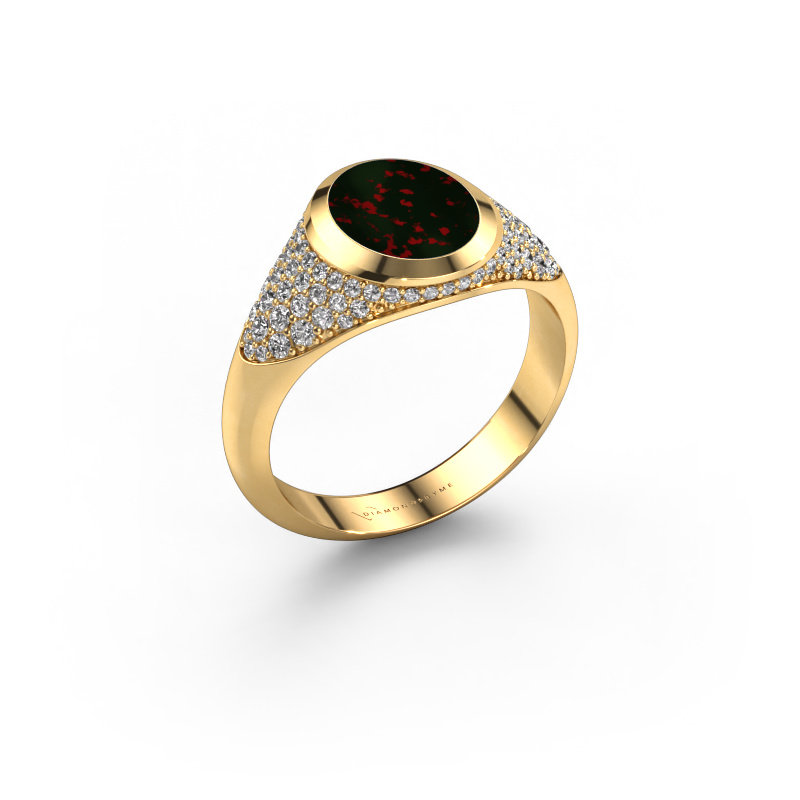 Image of Pinky ring Giovani 585 gold Bloodstone 10x8 mm