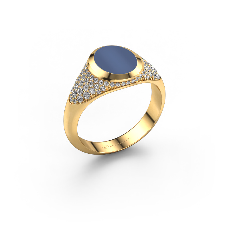Bild von Pinky Ring Giovani 585 Gold Blau Lagenstein 10x8 mm