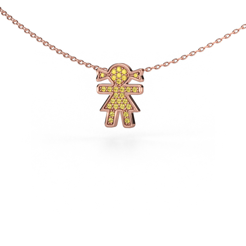 Image of Necklace Girl 585 rose gold Yellow sapphire 1 mm