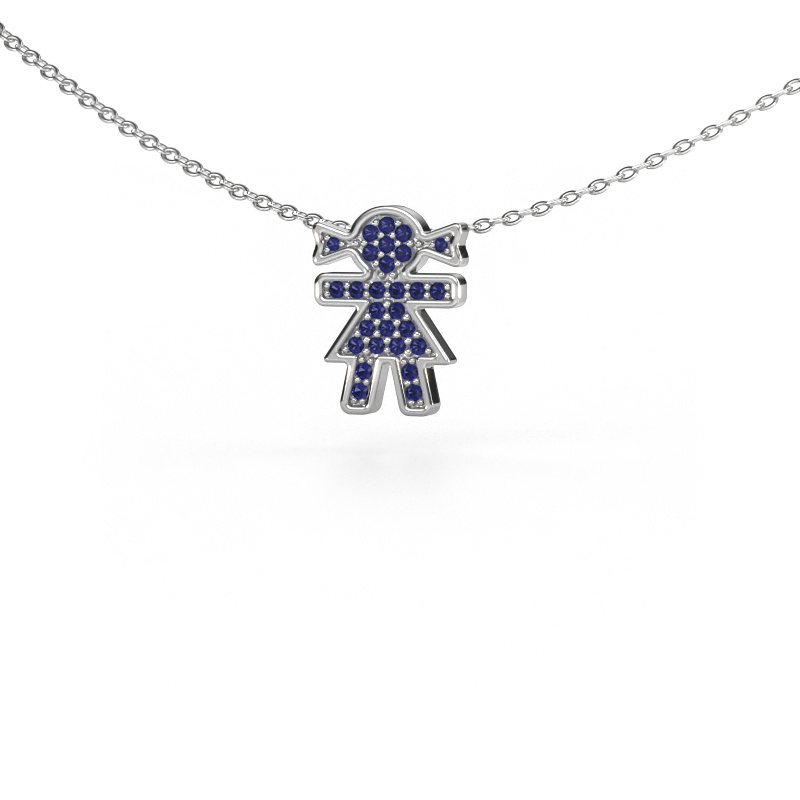 Image of Necklace Girl 585 white gold Sapphire 1 mm