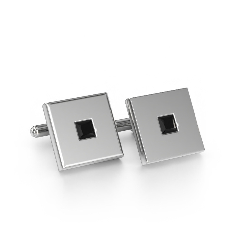 Image de Boutons de manchettes Givanti 585 or blanc Diamant noir 0.96 crt