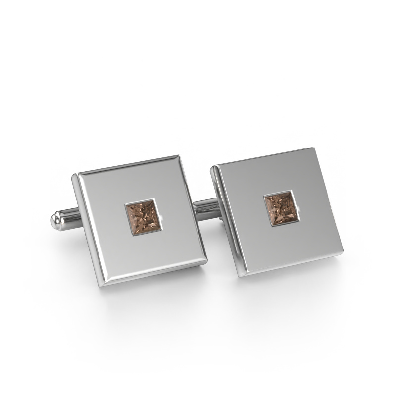 Image of Cufflinks Givanti 585 white gold Brown diamond 0.80 crt