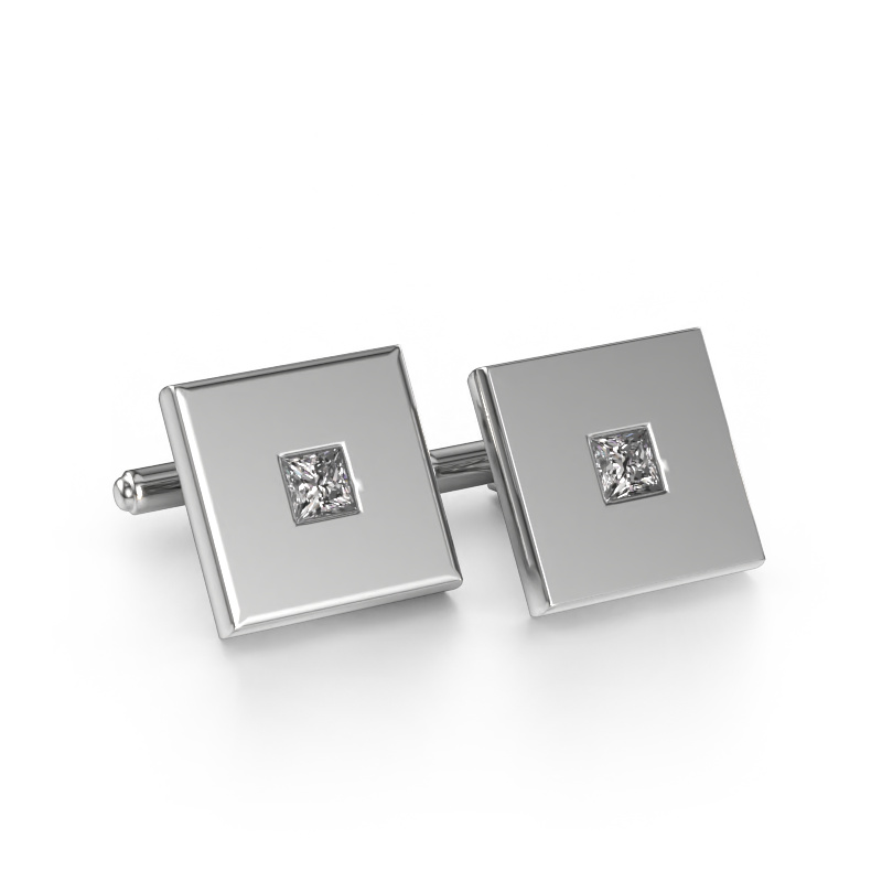 Image of Cufflinks Givanti 585 white gold Diamond 0.80 crt
