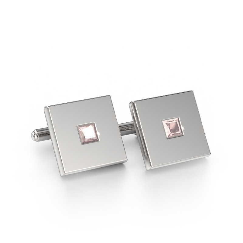 Image of Cufflinks Givanti 585 white gold Morganite champagne 4 mm