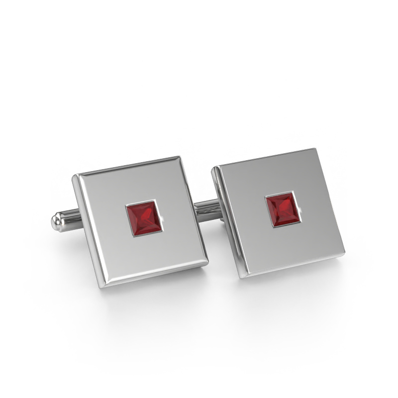Image of Cufflinks Givanti 585 white gold Ruby 4 mm