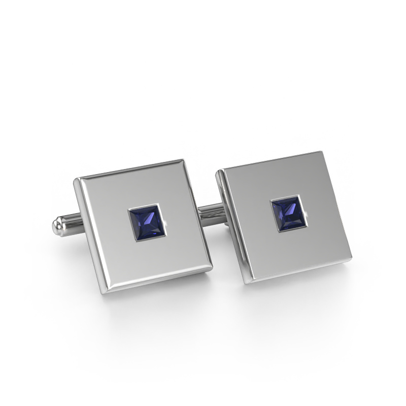 Image de Boutons de manchettes Givanti 585 or blanc Saphir 4 mm