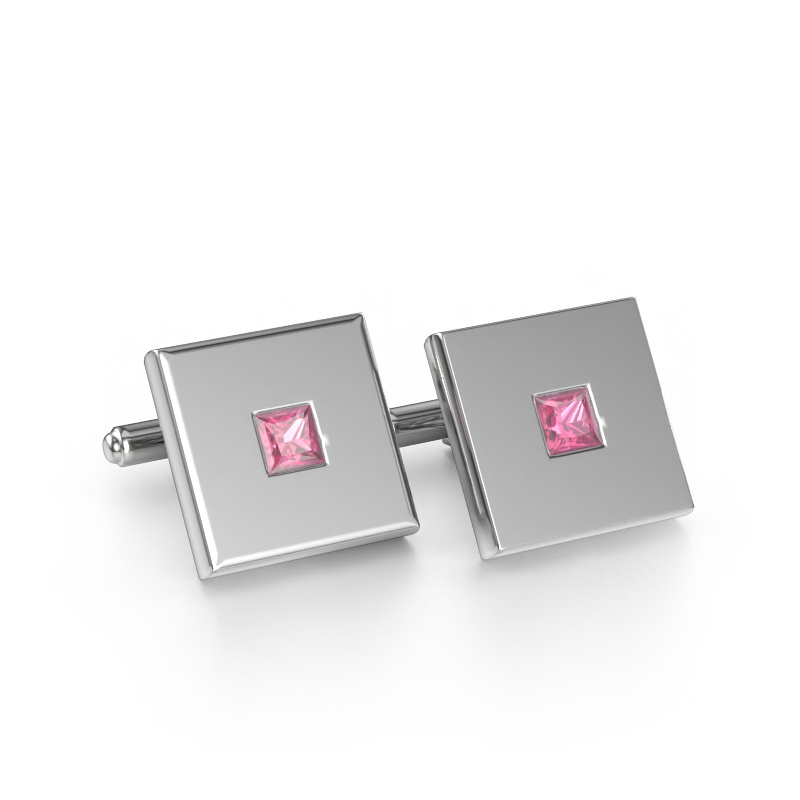Image of Cufflinks Givanti 585 white gold Pink sapphire 4 mm