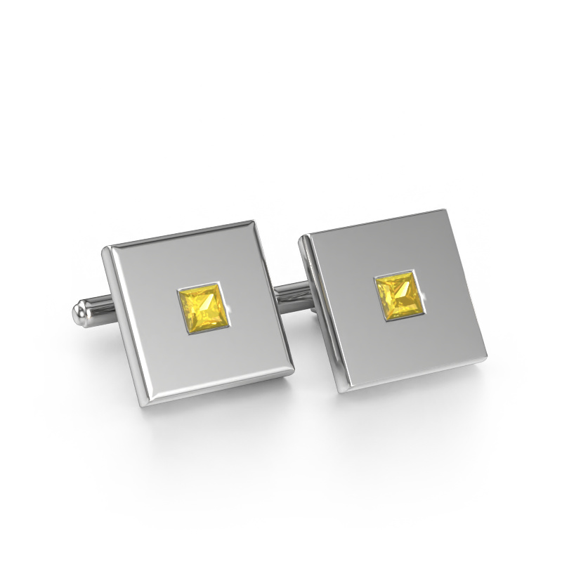 Bild von Manschettenknöpfe Givanti 585 Weißgold Gelb Saphir 4 mm