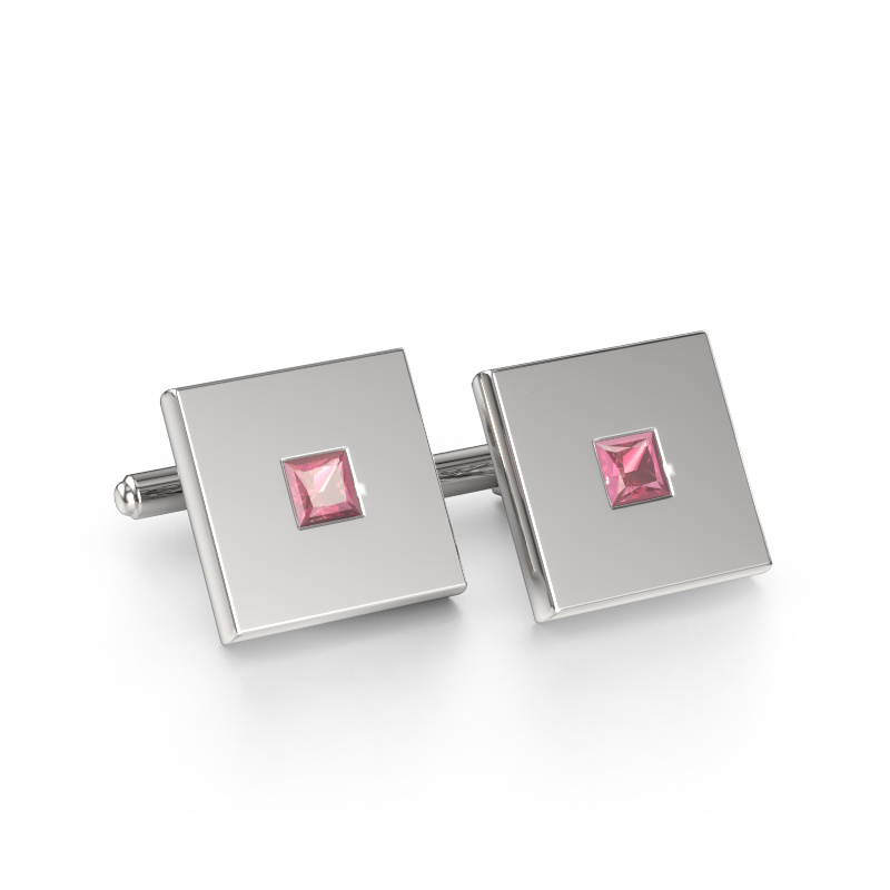 Image of Cufflinks Givanti 585 white gold Tourmaline pink 4 mm