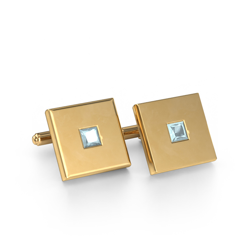 Image of Cufflinks Givanti 585 gold Aquamarine 4 mm
