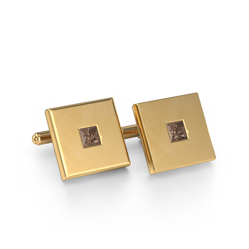 Image of Cufflinks Givanti 585 gold Brown diamond 0.80 crt