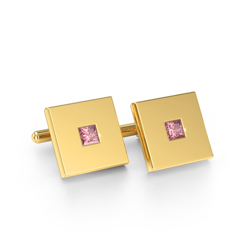 Bild av Manschettknappar Givanti 585 gult guld Rosa labbodlad diamant 4 mm