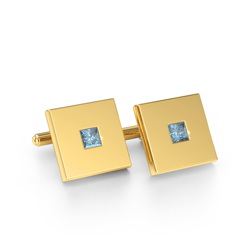Bild av Manschettknappar Givanti 585 gult guld Blå labbodlad diamant 4 mm