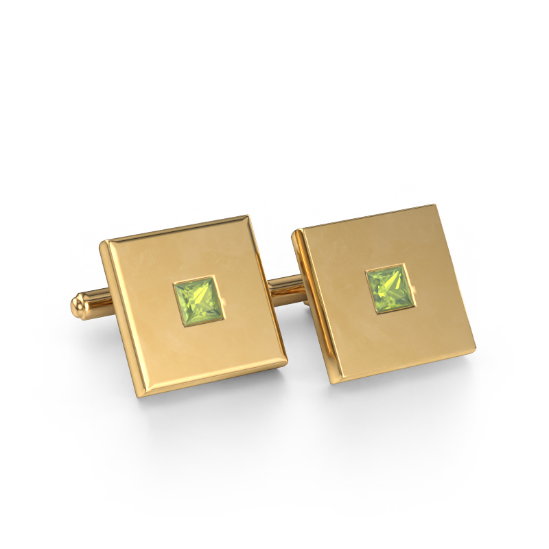 Image of Cufflinks Givanti 585 gold Peridot 4 mm