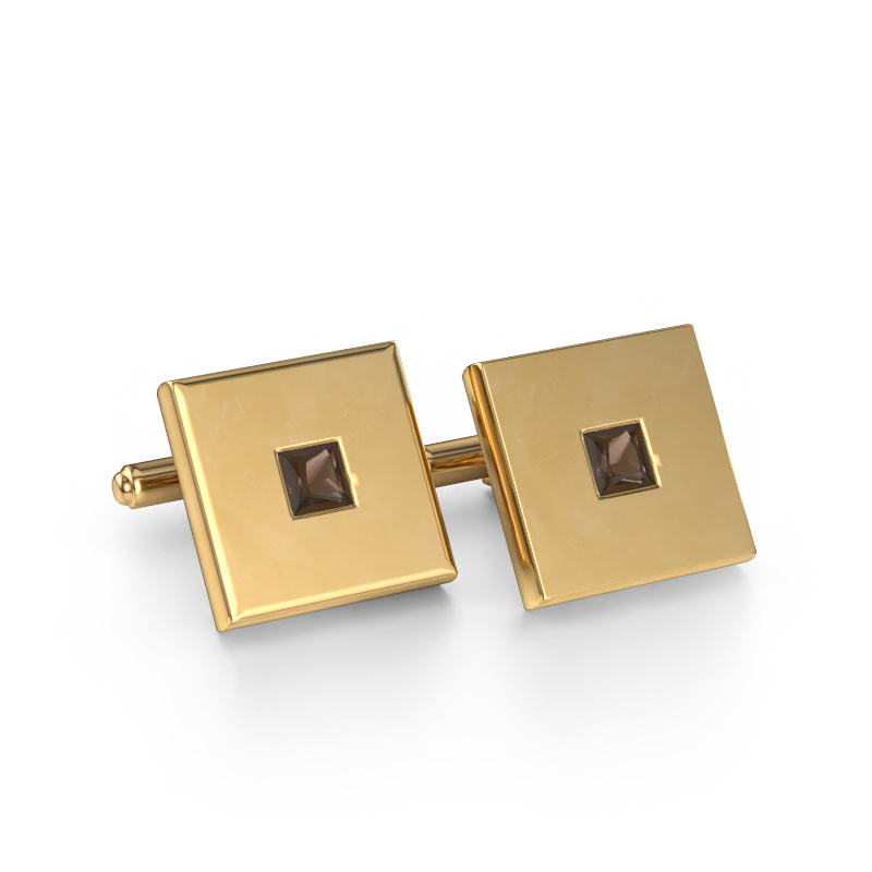 Afbeelding van Manchetknopen Givanti 585 goud Rookkwarts 4 mm