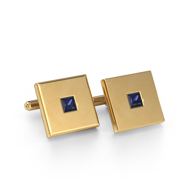 Image of Cufflinks Givanti 585 gold Sapphire 4 mm